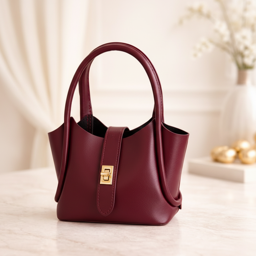 Sac à main bordeaux élégant en similicuir